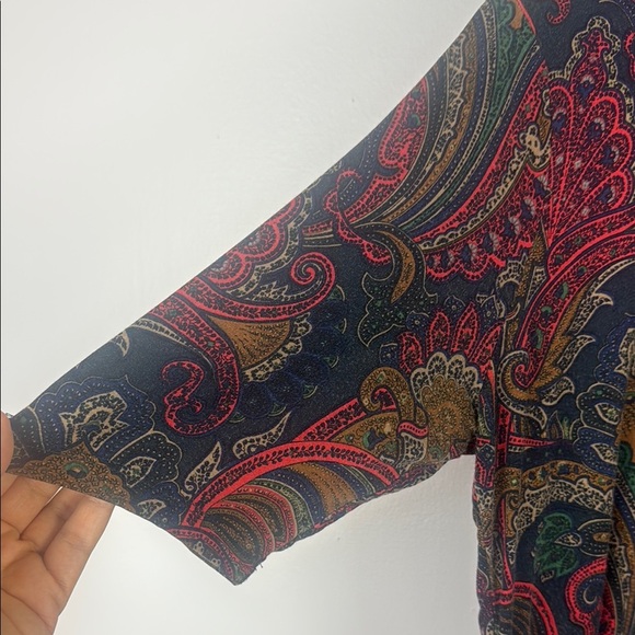 Ralph Lauren Fitted Multicoloured Abstract Artsy Pattern 3/4 Sleeve Top Size XL - Picture 4 of 9